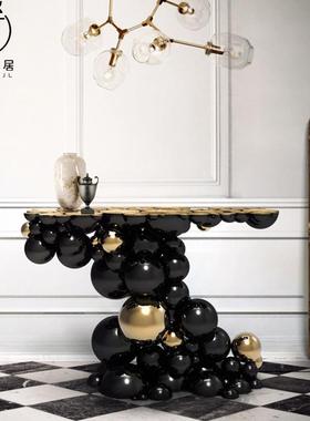 意式BOCADOL术BO玄关台不锈钢艺装饰001条O案白色墙靠玄关桌轻奢