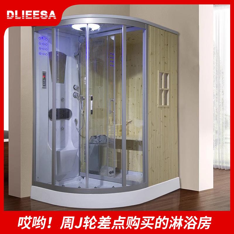 一体淋浴房桑拿汗蒸房浴室蒸汽沐浴房钢化玻璃隔断新中式设计