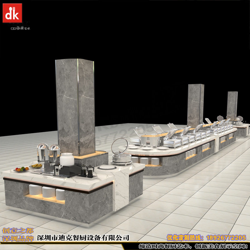 承接食堂厨房工程酒店自助餐台设计自助餐台炉具设备一体炉厂家