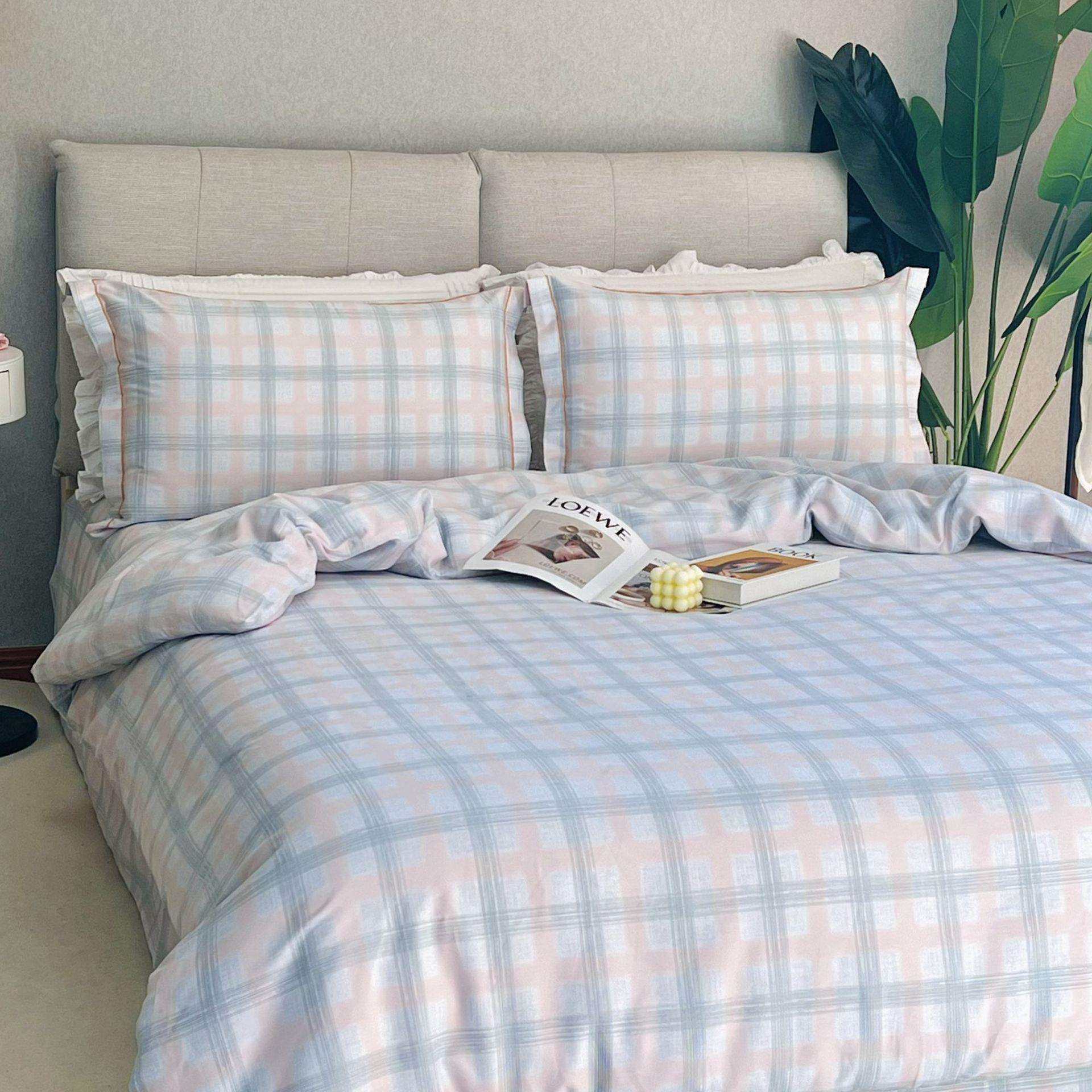 60支全棉贡缎长绒棉磨毛四件套全棉纯棉床单被套简约方格床笠,农用物资,其他肥料,淘宝优惠券,粉丝福利购,淘宝优惠卷