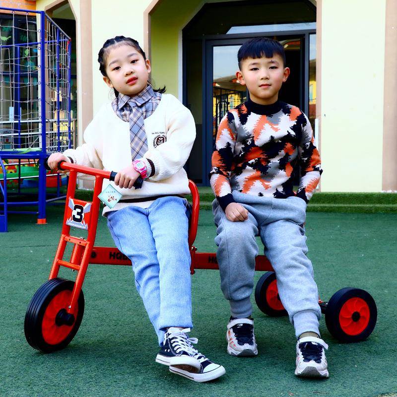 幼儿园2-8岁三轮车幼教童车脚踏双人互动玩具车脚踏车双人骑行
