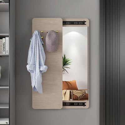 推拉全身镜壁挂式隐形穿衣镜衣帽架镜子一体可遮挡的洞洞板挂墙镜