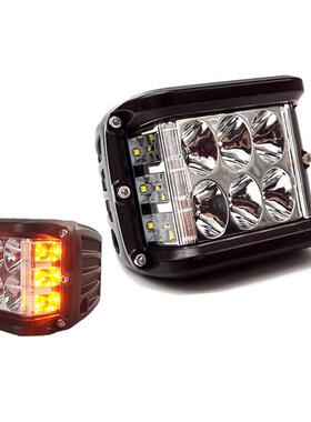 三面发光45W汽车越野车LED工作灯改装顶灯红蓝爆闪前照灯辅助灯