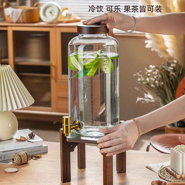 冷水壶带龙头耐高温高硼硅夏季果汁桶玻璃凉白开壶家用水果饮料茶