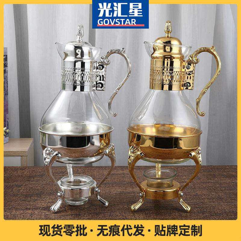 欧式轻奢新款可加热玻璃咖啡壶家用茶壶咖啡式酒精加热咖啡壶器皿
