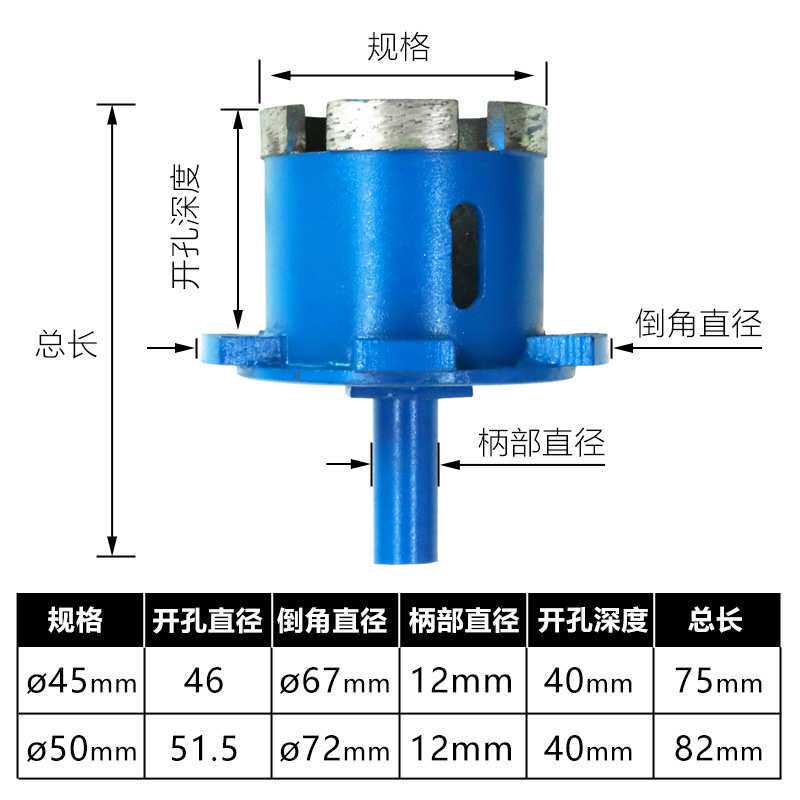 金刚石双层开孔器台盆钻孔下水管水槽大理石材陶瓷砖脸盆打孔钻头