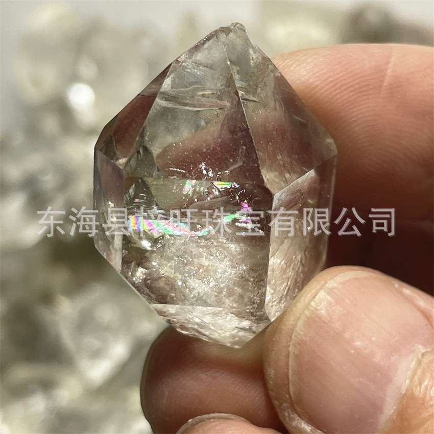 天然赫尔基蒙白水晶闪灵钻水胆骸骨尖晶石骨干家居饰品摆件
