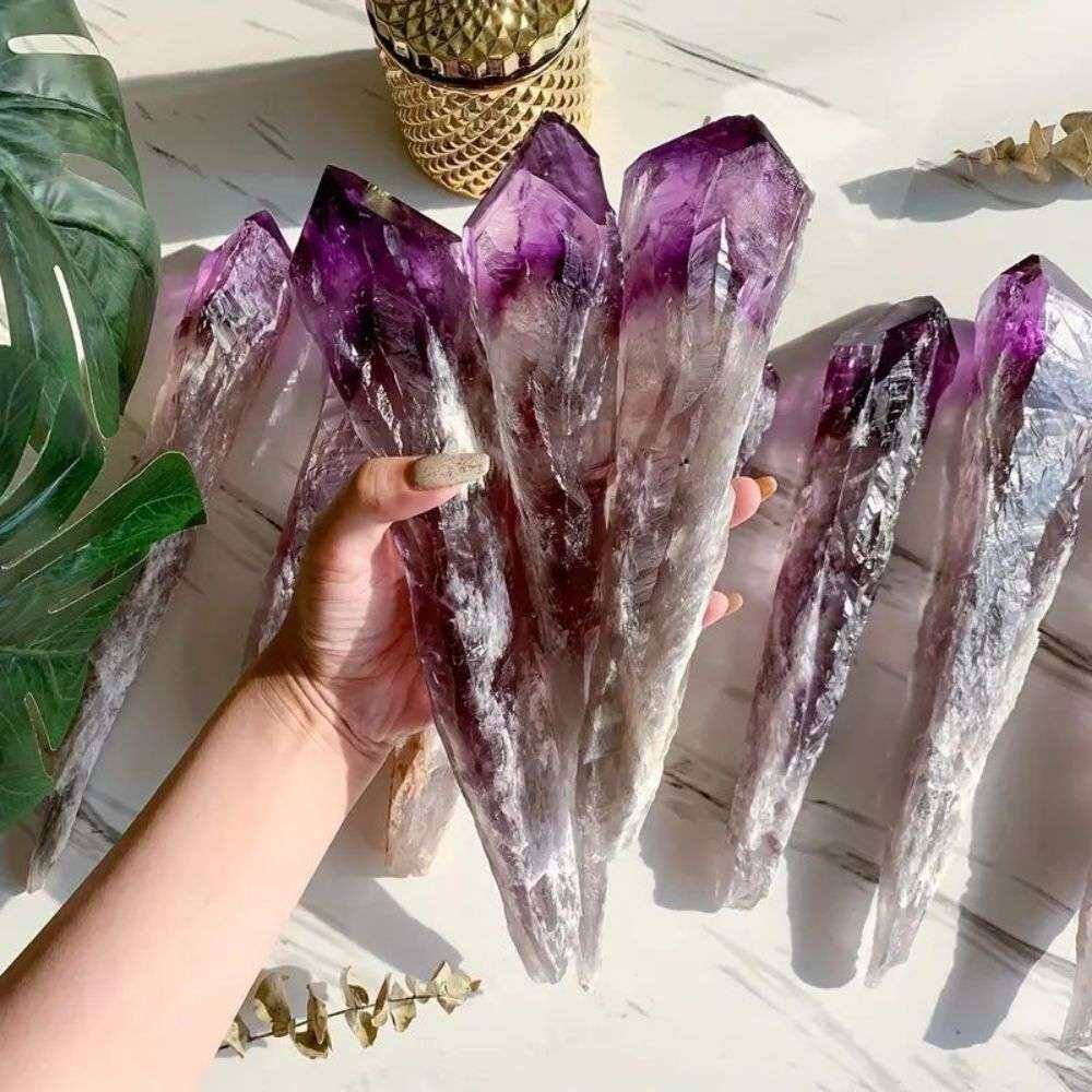 乌拉圭天然紫水晶权杖骸骨骨干紫晶石原石原皮矿石水晶工艺品摆件