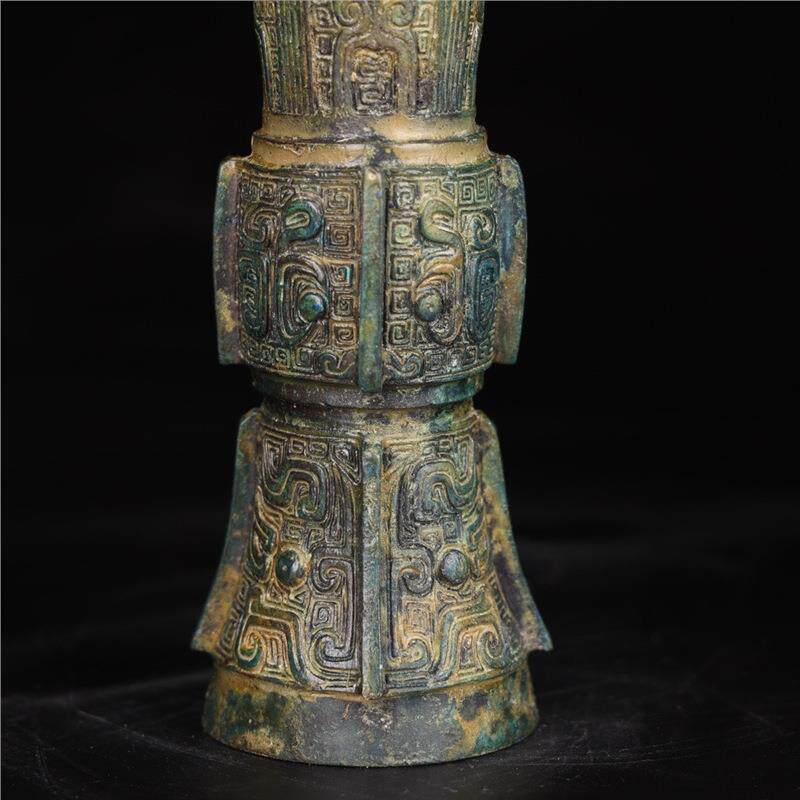 青铜器古天花觚花瓶花插酒器创意家居饰品桌面摆件中式汉婚道具