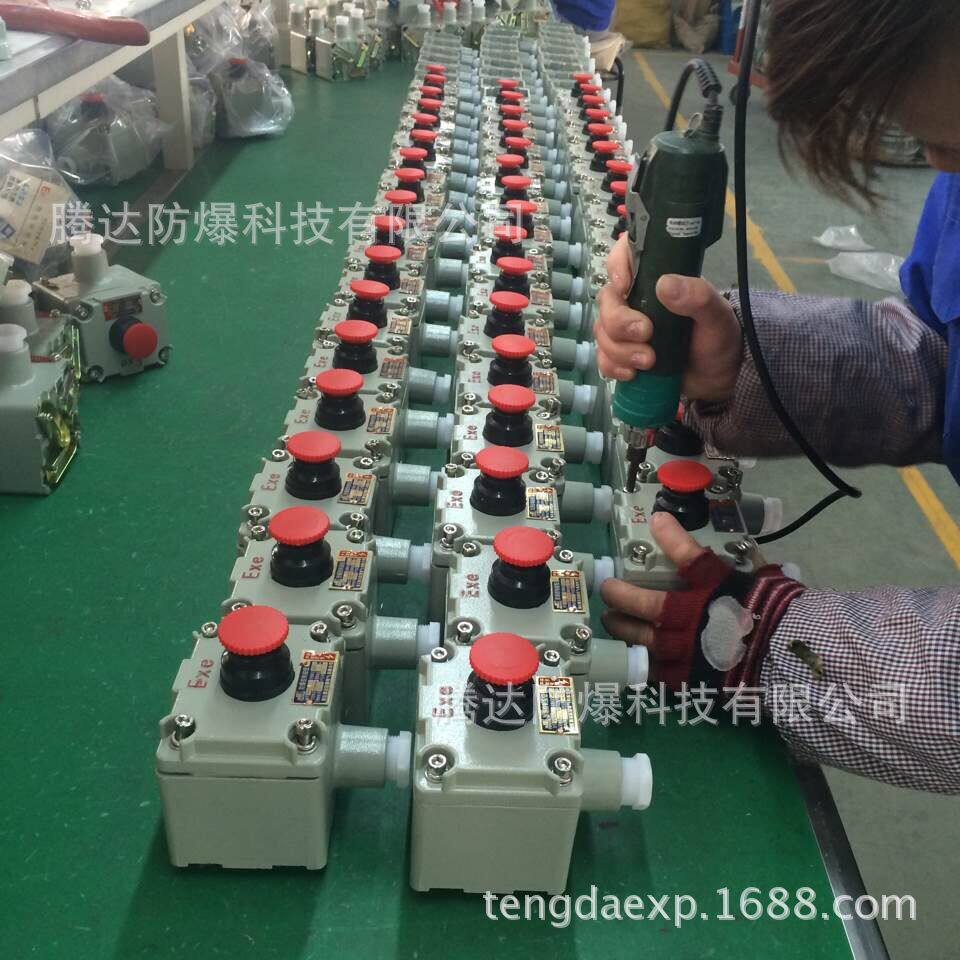LA53-1铝合金红色蘑菇头带自锁按钮防爆急停按钮箱防爆按钮盒