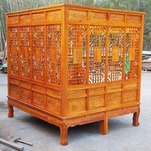 踏步中仿实木步床印尼古明清典古洞VON床千工拔式 架子 花宫廷老式