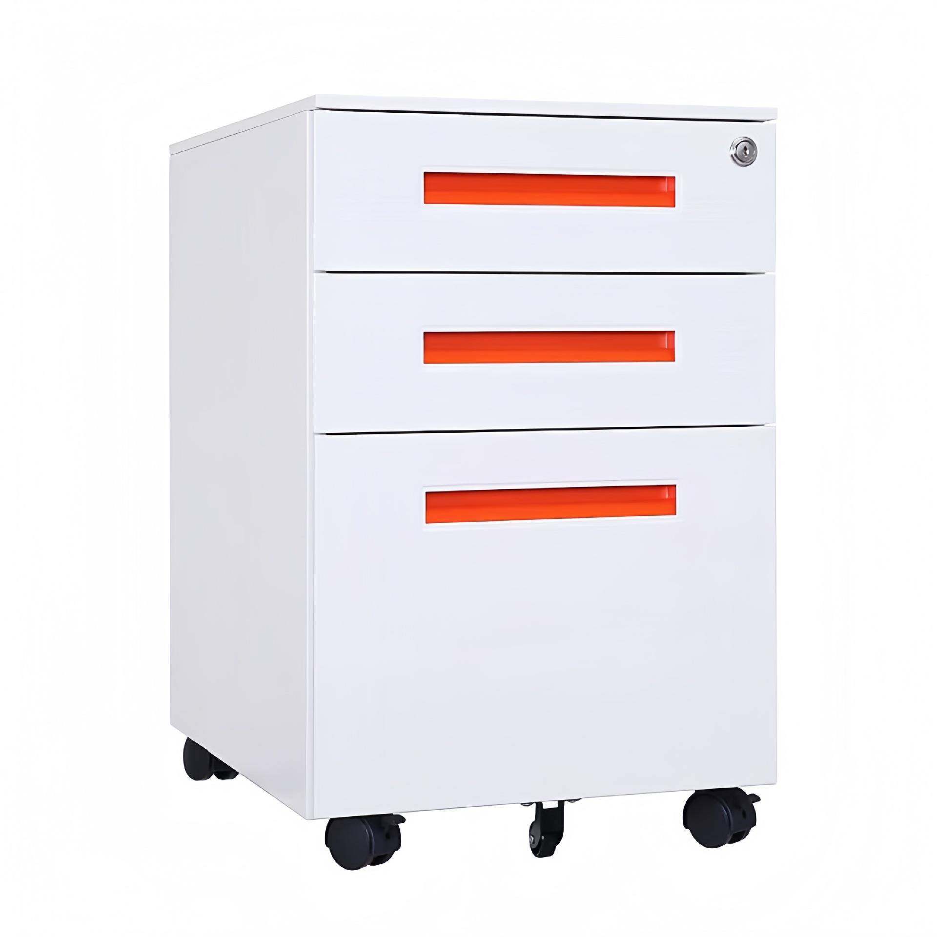 青岛钢制三抽活动柜柜办公室打印锁机高600宽3多斗柜移动矮柜带收