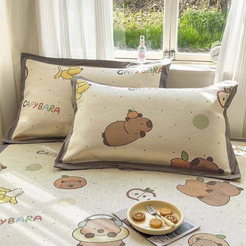 2025新.款宽边印花一冰藤席1.2*20EJA床席+枕套只卡皮巴拉,床上用品,冰丝席,淘宝优惠券,粉丝福利购,淘宝优惠卷