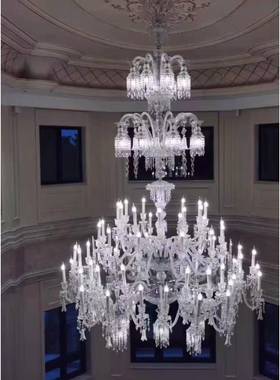 墅客厅复式楼24159水晶大吊奢华大气挑空灯楼梯长吊酒店大堂楼别