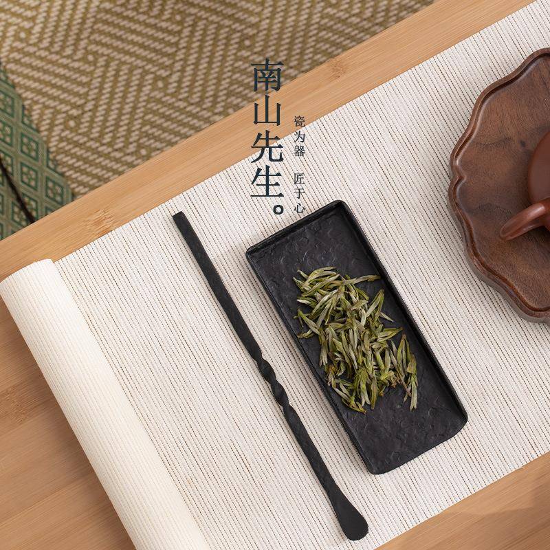 南山先生暗拨隐复古手工锻打铁茶家用茶荷茶件套两则中式茶35103n