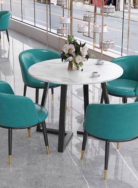 意式轻奢餐椅桌子现代36906简家用营约业厅售部处接待圆形楼洽谈
