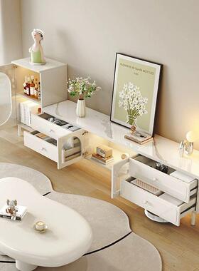 奶风茶岩板实木电视柜几套装组合轻油NBDm奢小户型客厅云朵茶几组