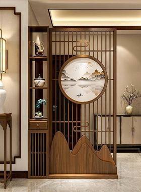 新中式入实大木屏风格栅玄关柜客厅家用门正对门户进遮挡玄关STQ