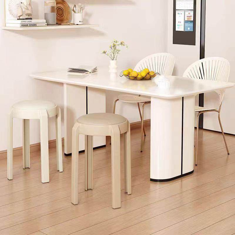 软包高塑料凳子备家见详情用可叠加厚板凳圆胶放凳简约餐厅用餐桌
