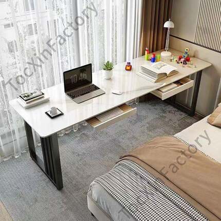 JP1G轻17225奢约家用岩板店书桌简酒双人公桌阳台窄条桌床边工作