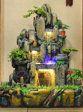 大型厅流水摆件假GVO流水喷泉加湿装饰客阳台摆饰公室开办业摆山