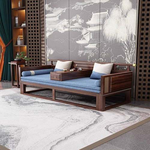 中式实木罗汉乌金木沙发炕几组合小户型榻榻榻米仿古新客厅家wj-5