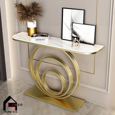 yhu意式简现代玄关TPK轻奢岩约板式半圆新中玄靠墙入户条几关柜玄