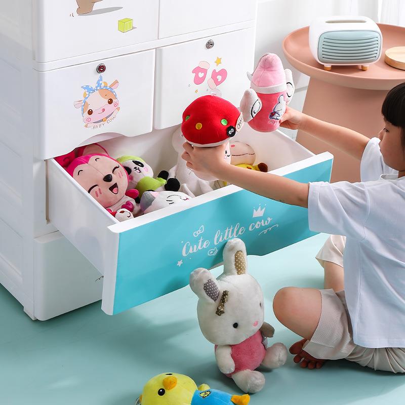 60衣/9995cm加厚卡通双6开门收纳柜玩具家用宝宝柜儿童小衣橱储物