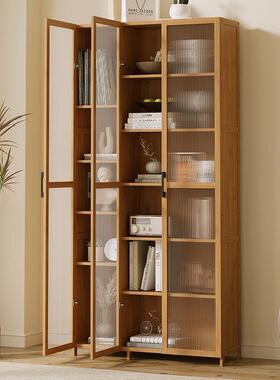 儿卧室楠竹置物架简易书架纳落地客厅家用QAO加童固学生书柜多层