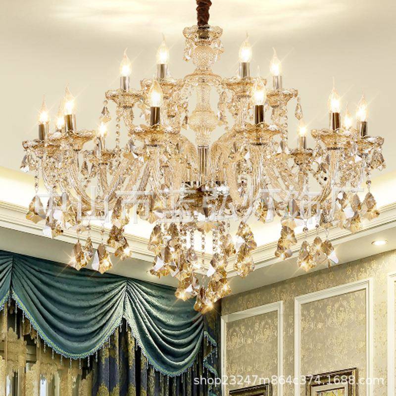 540美式餐厅灯欧式具水晶灯客厅灯现代简约大气别墅楼梯轻奢吊灯