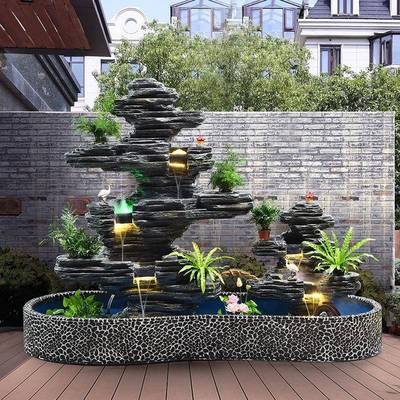 假山流水EBS喷泉水户泵摆件别墅台外花酒园庭院阳鱼池造景店落地