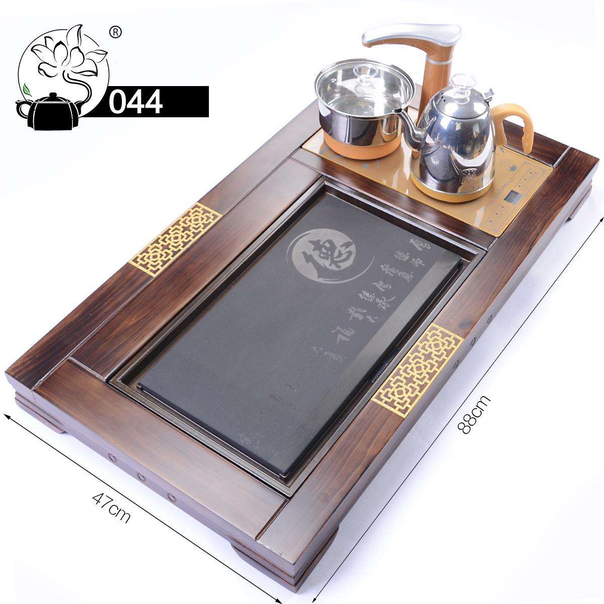 044家用茶具配件排水实木茶盘四合一套装茶台全自动电磁炉茶托盘