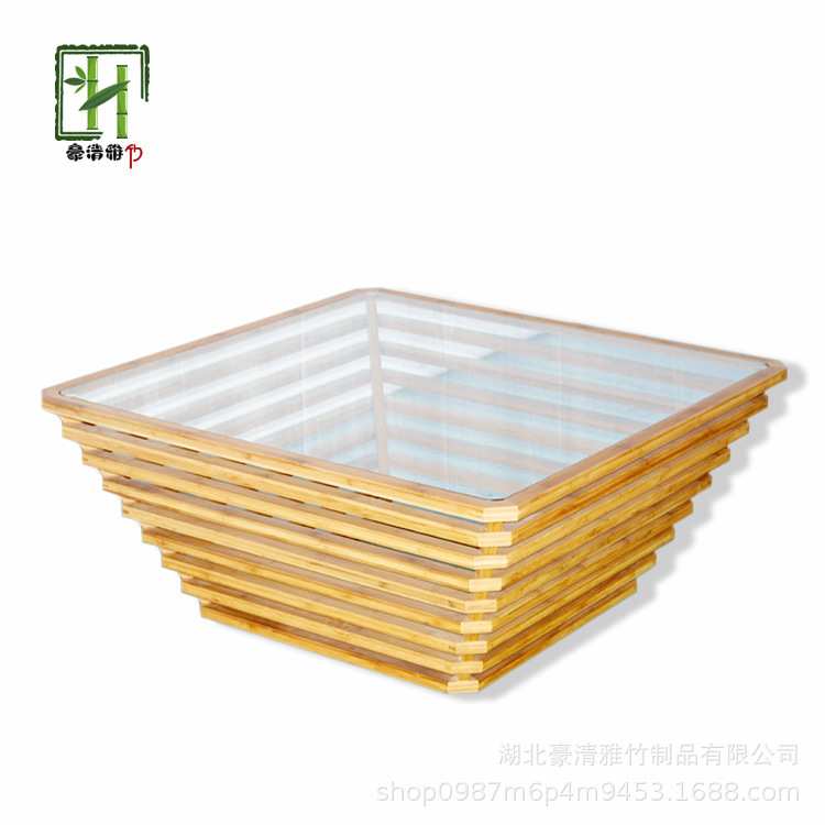 立豪竹制品厂全竹家具竹木茶几玻璃竹方几现代客厅茶几办公茶几