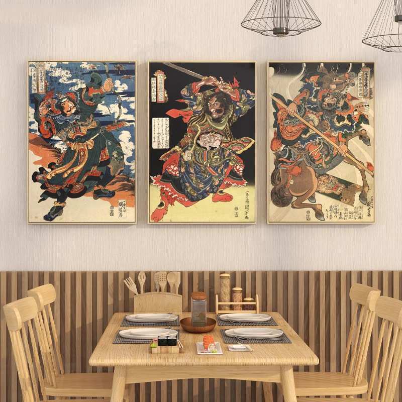 歌川国芳 水浒日式风格玄关客厅装饰画餐厅挂画日料店居酒屋壁画