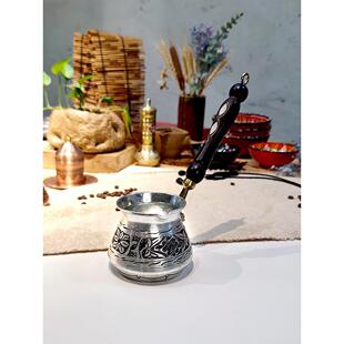 土耳其煮咖啡壶明火紫铜罐茶壶宫廷复古手工美式意式古银色