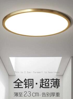 全铜超薄护眼吸顶灯led卧室灯房间简约现代极简防蚊虫防潮阳台灯