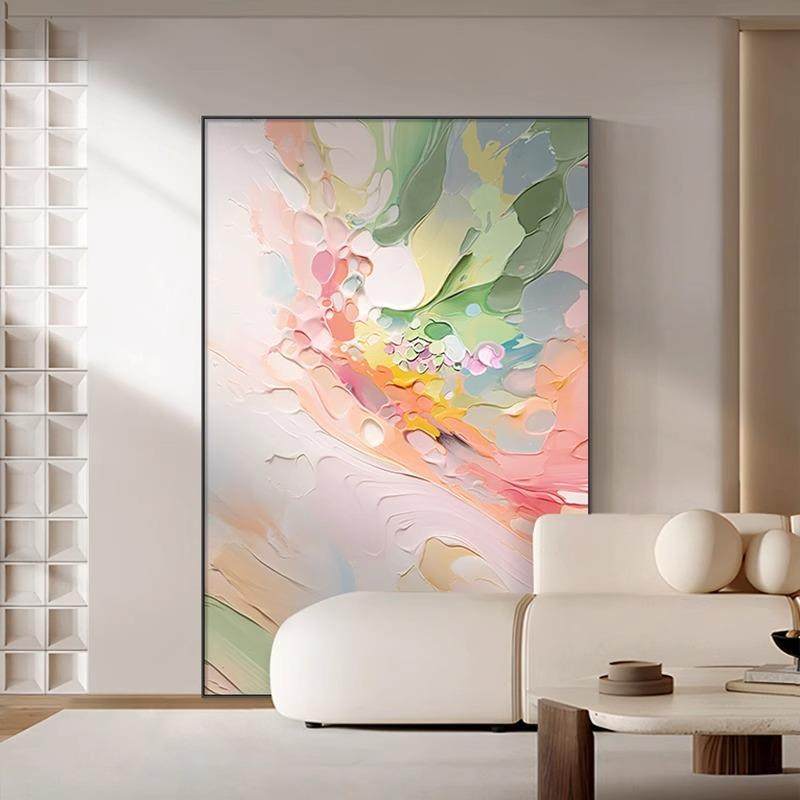 2024新款彩色肌理油画手绘客厅装饰画大芬村玄关挂画抽象入户壁画