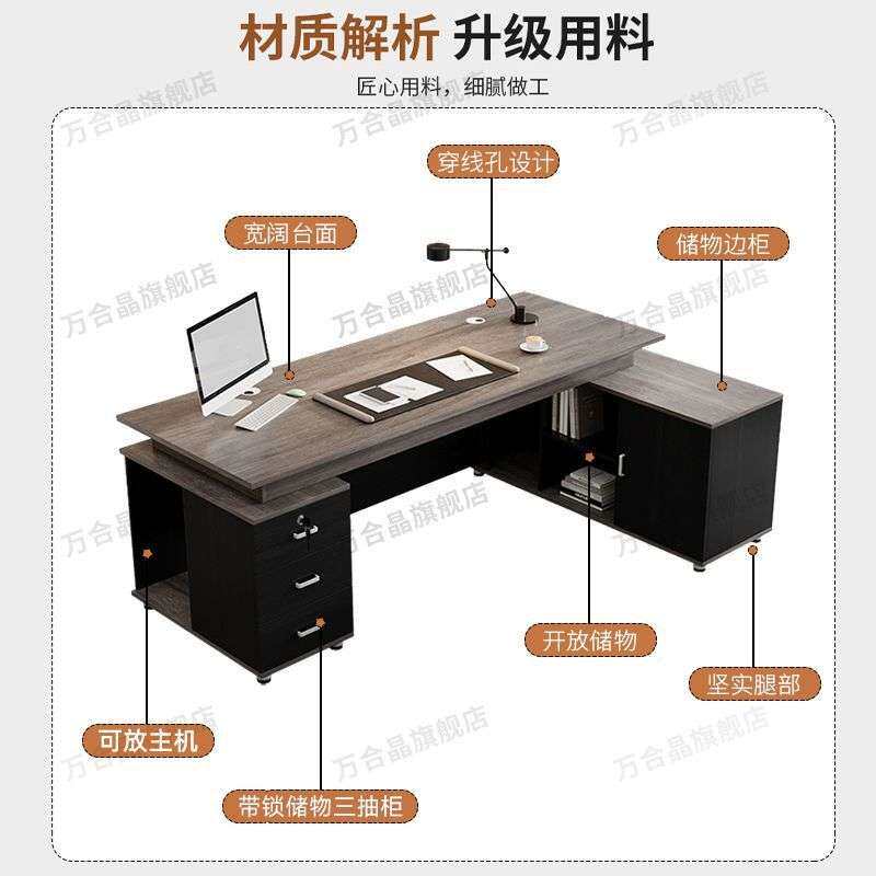 简约现代老板办公桌椅组合总裁室经理桌主管桌办公家具单人大班台
