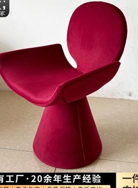 意美家意式极简月亮椅客厅单人椅带旋转梳妆化妆椅卧室椅41586
