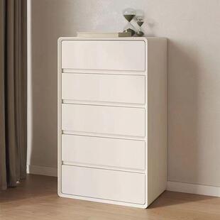实木五斗柜白色奶油柜斗柜客厅多层储物柜简约现代卧室免安装家用