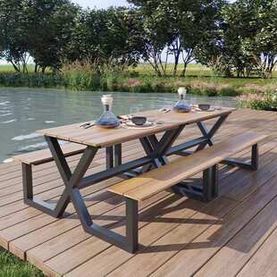 户外桌椅套装塑木公园椅景区休息长凳桌椅室外庭院连体桌椅组合