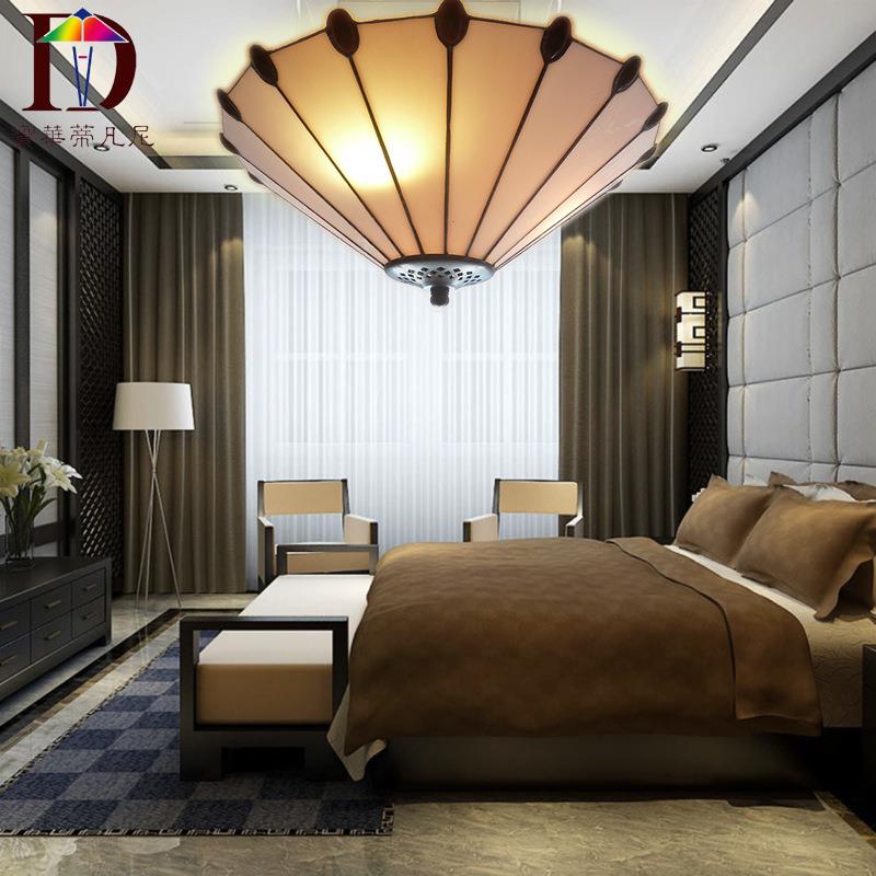 灯饰蒂凡尼欧式玻璃酒店led吸顶灯圆形卧室灯阳台灯新品促销