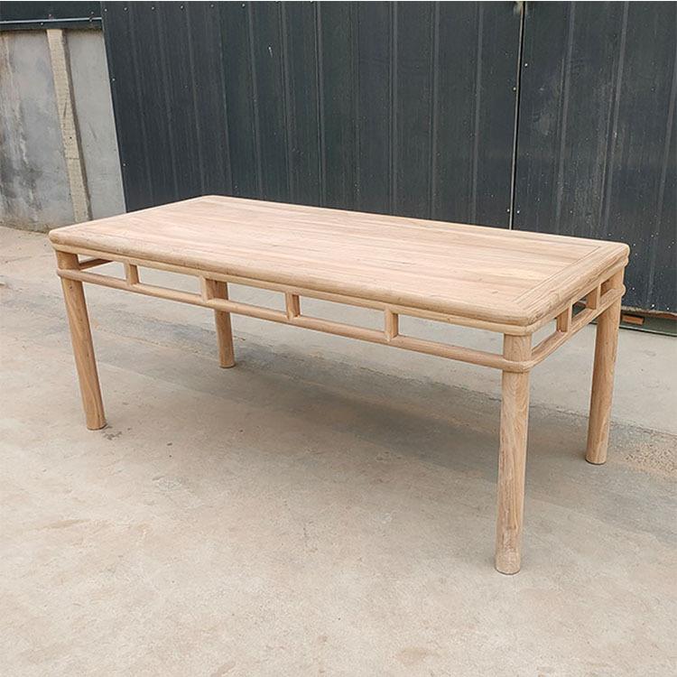 茶桌实木白胚家具餐桌画案新中式茶台白茬老榆木条桌工厂书桌