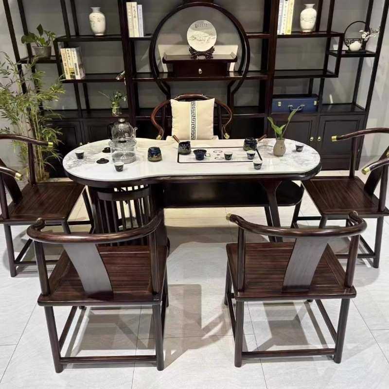 新中式橡木实木茶桌1.5m可移动小户型禅意泡茶台厂家