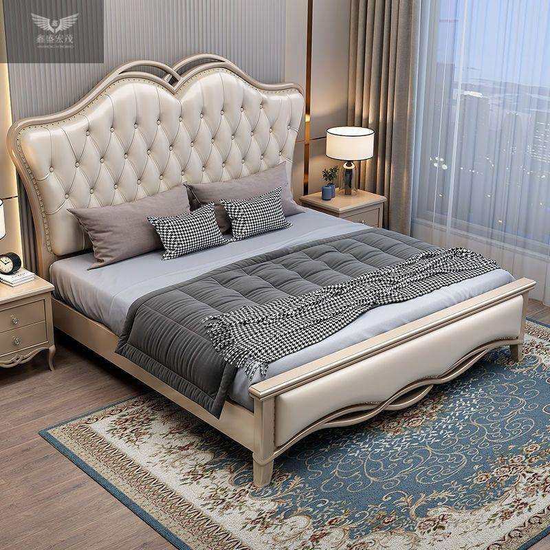 简约实木床欧式美式轻奢现代单双人床1.8米香槟金奢华1.5m床婚床,电子元器件市场,其它元器件,淘宝优惠券,粉丝福利购,淘宝优惠卷