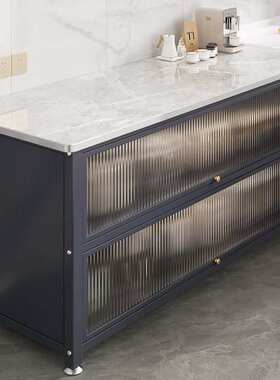 灰色款简约厨房落地置物架餐边柜厨房边柜岩板板面切菜餐边碗柜