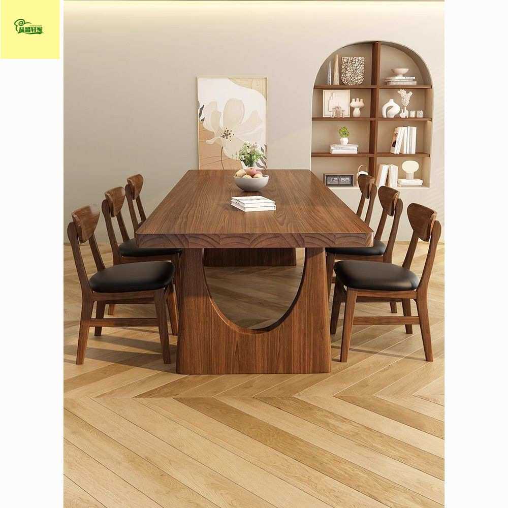 复古实木原木餐桌家用餐厅长方形办公桌小户型客厅工作台现代简约