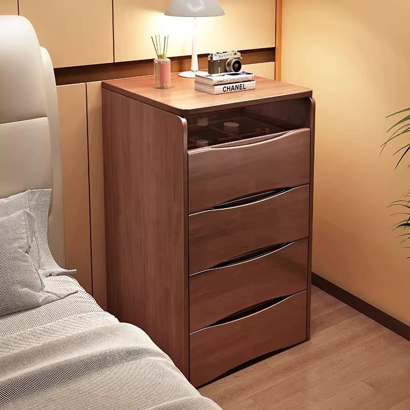 实木梳妆台简约现代家用两用小型斗柜翻盖化妆桌带镜子带凳床头柜