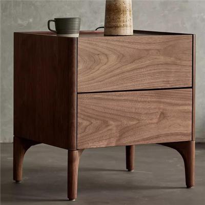 简约现代黑胡桃木全实木床头柜北欧樱桃木卧室床边柜轻奢储物柜