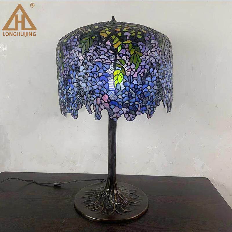汇璟蒂凡尼落地灯厂家蓝色紫藤艺术多彩玻灯卧室书房装饰灯具